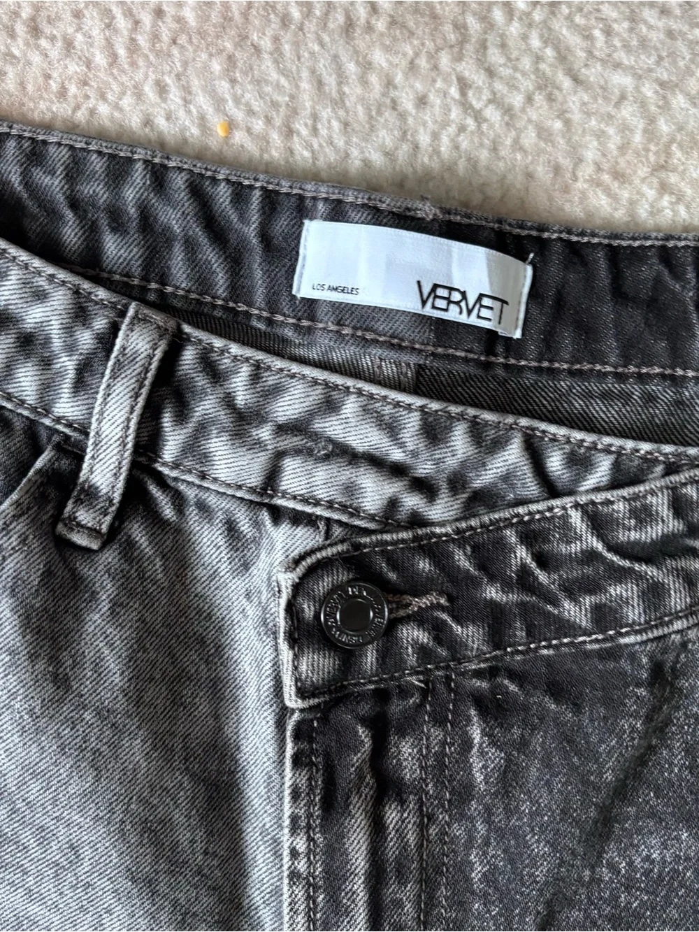 Vervet Black Two-Tone Washed Black Distressed Denim Shorts - Picture 2 of 10